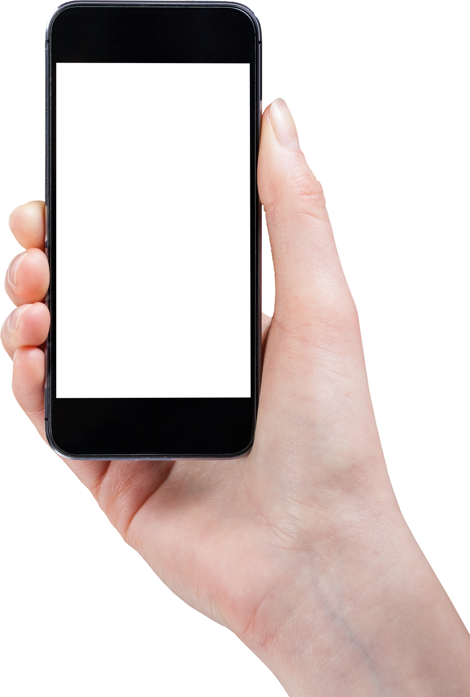 Hand Holding a Phone with White Screen